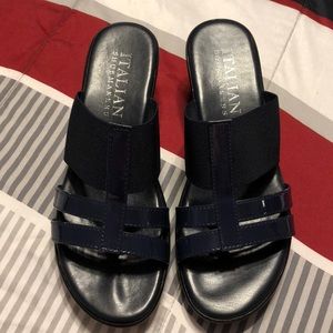 Italian Shoemakers Navy Blue wedges - Size 8